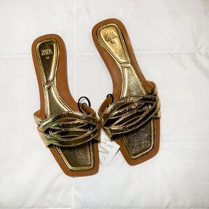 Zara Gold Slide Sandals